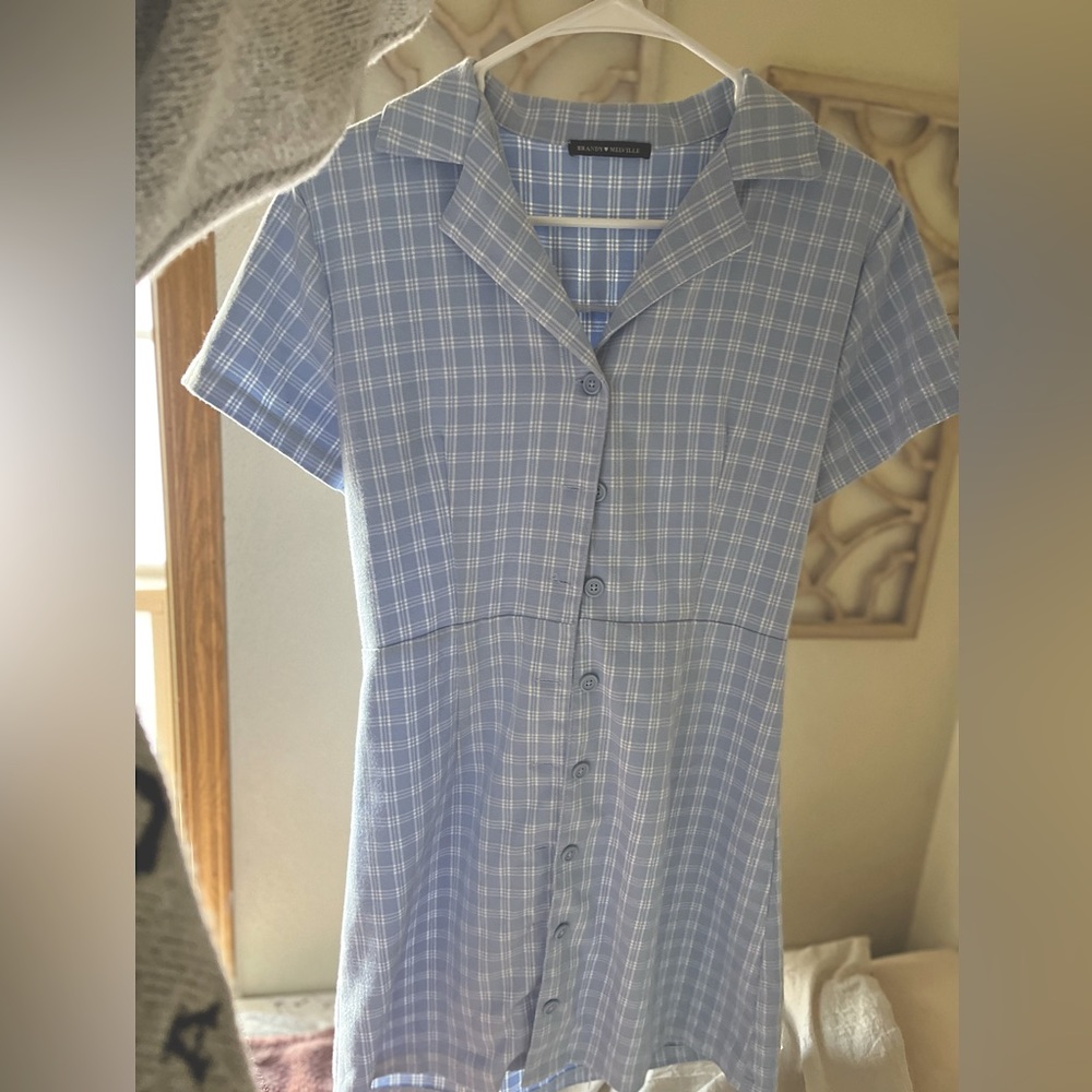 Brandy Melville Gianna Dress Blue & White Checkered